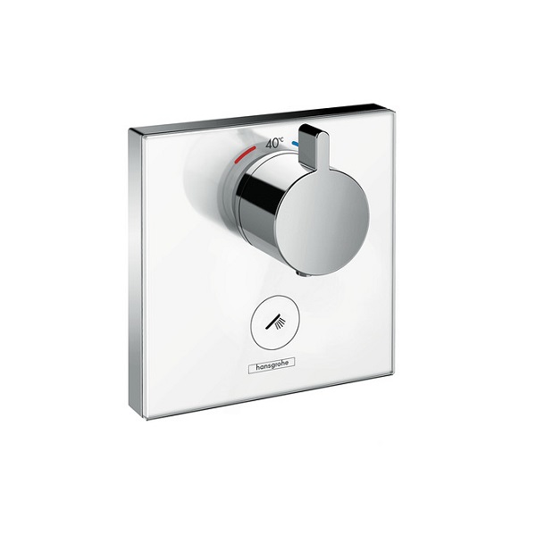 Hansgrohe ShowerSelect Glass termostatická batéria Highflow pod omietku pre 1 spotrebič a 1 výtok biela/chróm, 15735400
